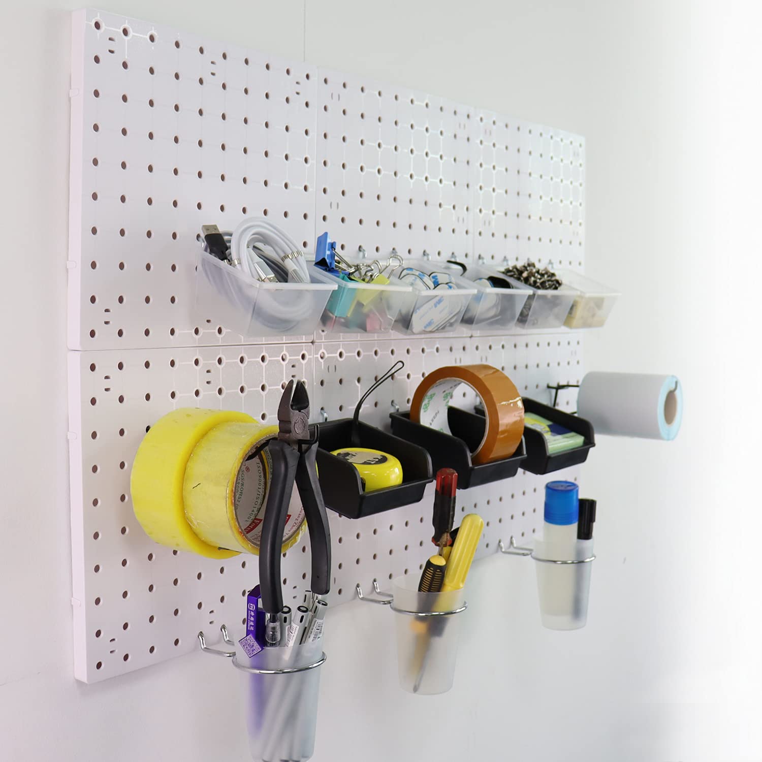 6pcs Pegboard Wall Organizer Panels , Mount Display Pegboard Kits Fit