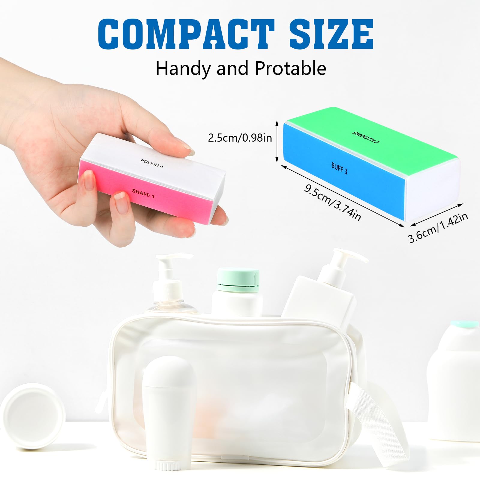 JSRQT 6 Piezas Lima de Uñas Bloque Pulidor 4 Caras con Grano 120/240/600/3000 para Dar Forma, Alisar y Brillar Uñas, Pulidor Reutilizable para Uñas Naturales y Acrílicas - 3