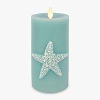 Vista 15 de Luminara Vela de Pilar de Llama Móvil con Hojas y Calabazas en Relieve de 3.25" x 6.5" con Borde Empotrado Sin Fragancia de Cera Real LED Operada