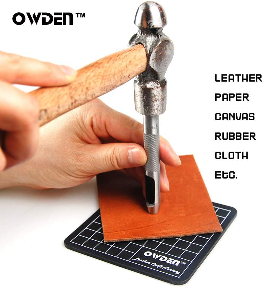 OWDEN 9 PIECES HOLLOW PUNCH SET (1/8"-1/2") WITH A FREE CUTTING MAT, LEATHER HOLE PUNCH SET - - 