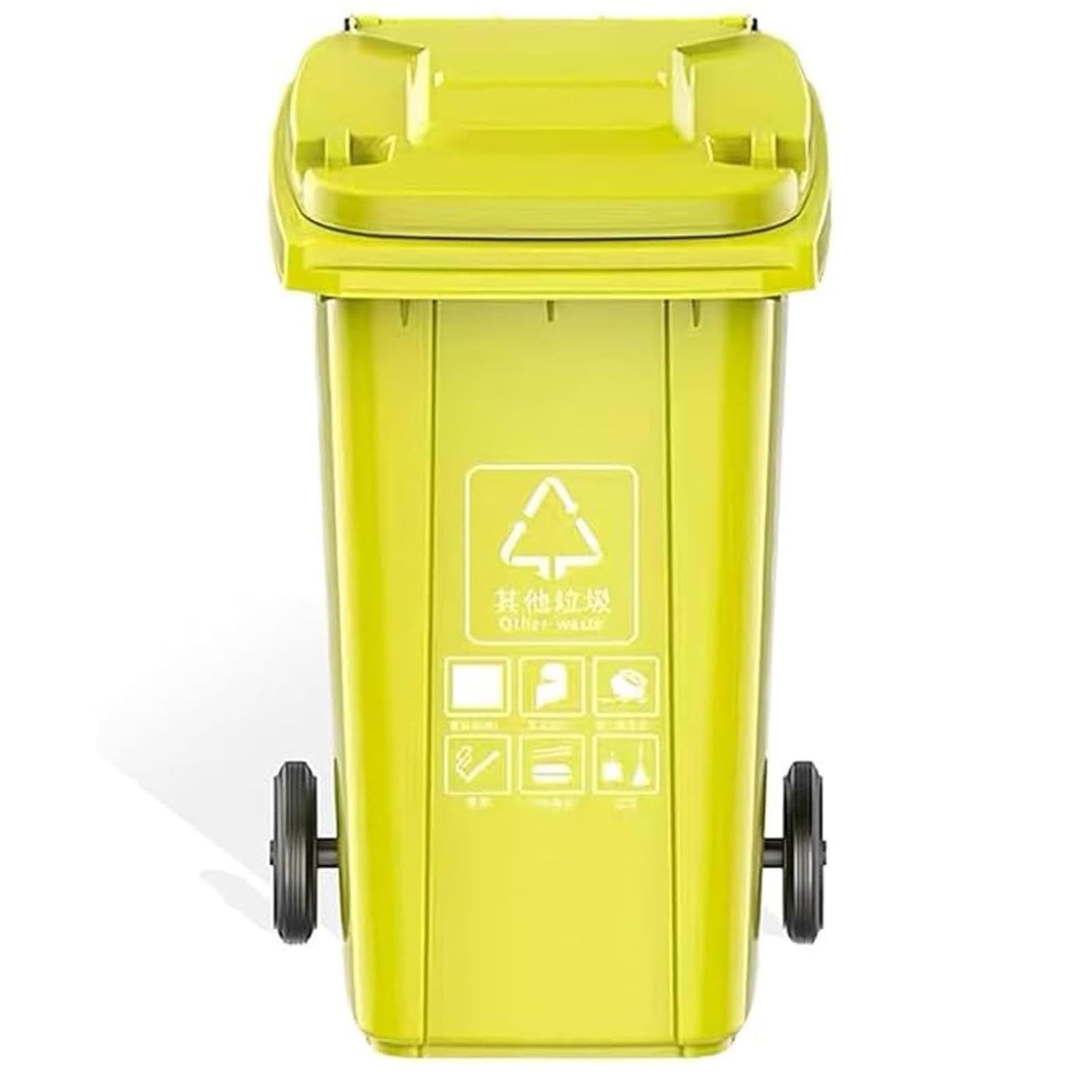 VITIWEDTY Outdoor Garbage Bin with Lid & Wheels, Heavy Duty, Large Capacity (80L/100L/120L/240L) For Home & Business Use (Yellow 100L)