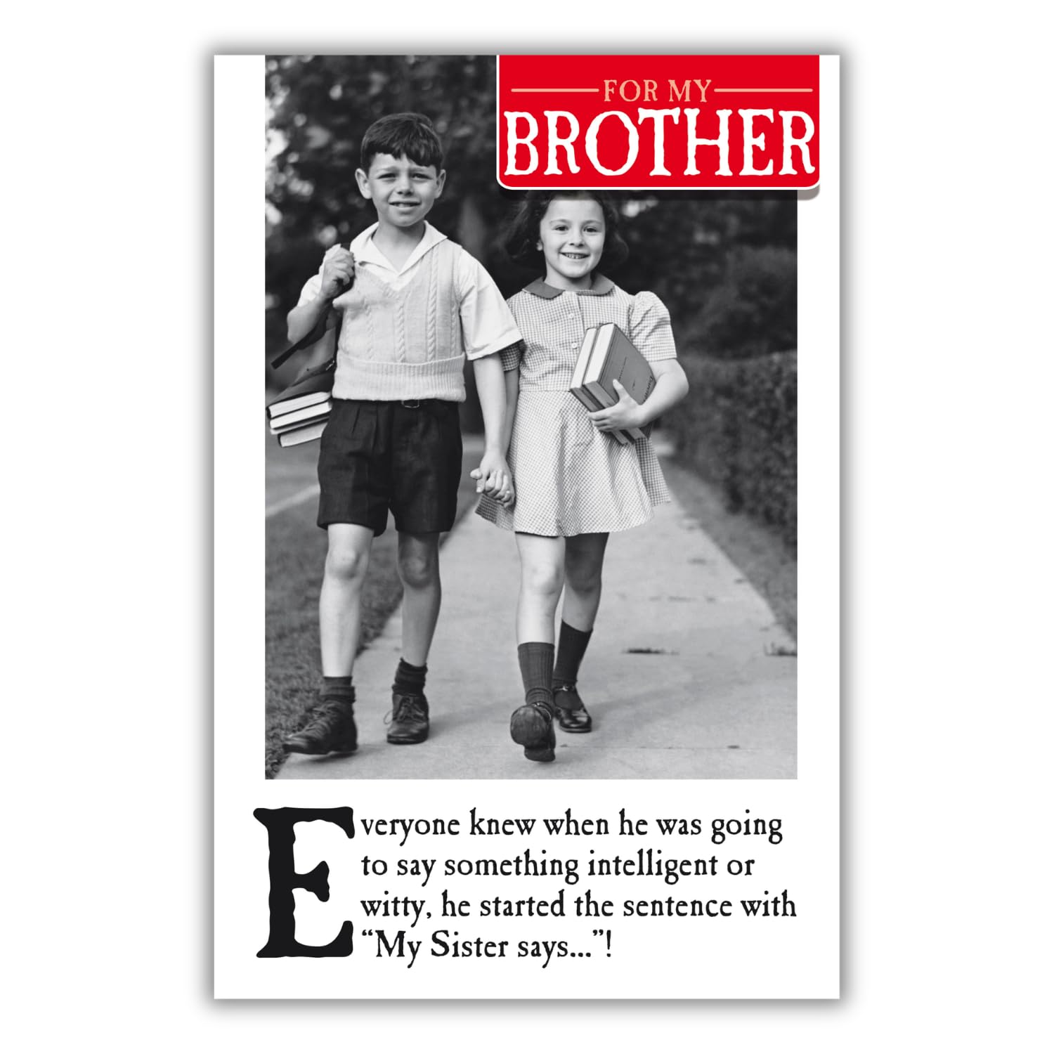 Emotional Rescue On The Ceiling Funny Birthday Card for Brother from Sister, Humorous Brother Card, Black & White, 15.9 x 23.5 cm