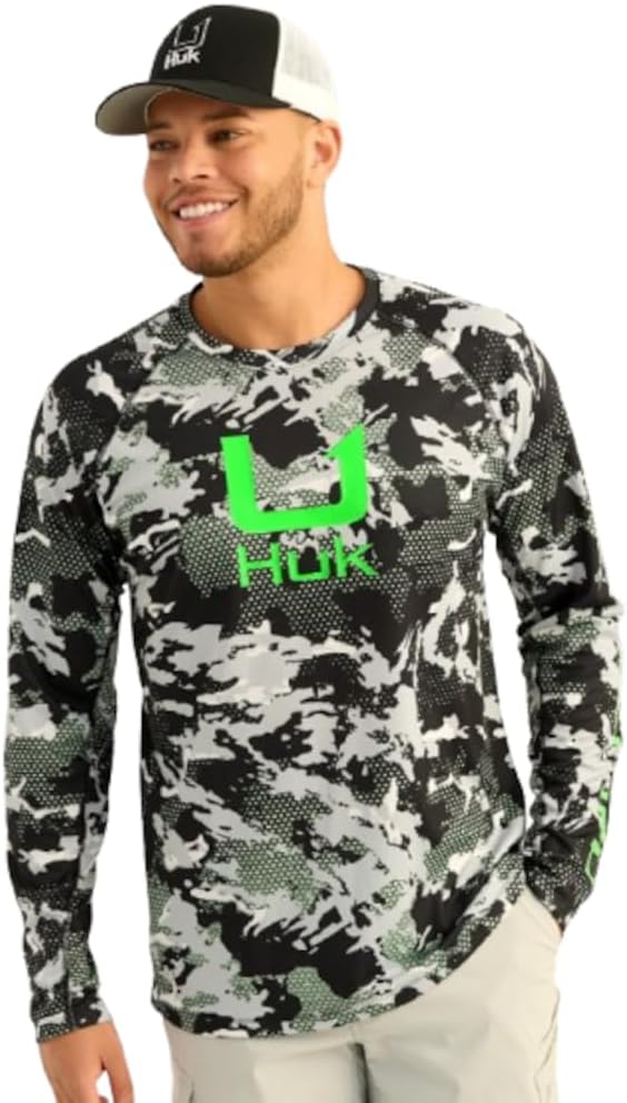 HUK mens Kc Scott Patterned Pursuit Hoodie, Hooded Fishing Shirt