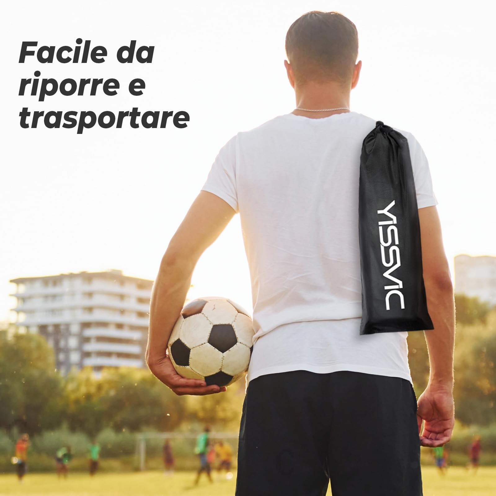 YISSVIC Kit Allenamento Calcio e Agilità con Scala di Agilità 6 Metri 12 Pioli, 10 Coni, 4 Picchetti e Allenatore di Calcio/Tiro, Adatto per Bambini