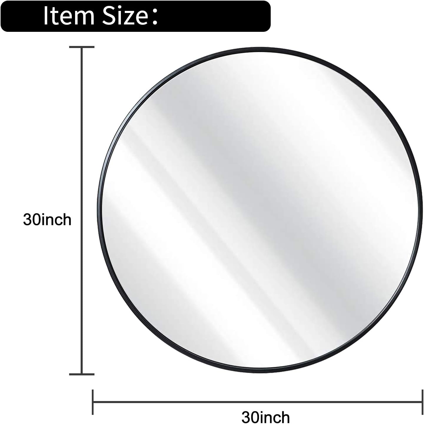 30 inch Round Mirror, Metal Frame Wall Mounted Large Circle Mirror for Washing Room, Living Room, Home Decoration: Kitchen & Dining