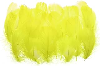 PATIKIL Plumas Coloridas de 3-5 pulgadas, 300 piezas de Plumas de Ganso a Granel para Manualidades DIY, Decoraciones de Boda en Casa, Fiesta, Atrapasueños, Amarillo Fluorescente