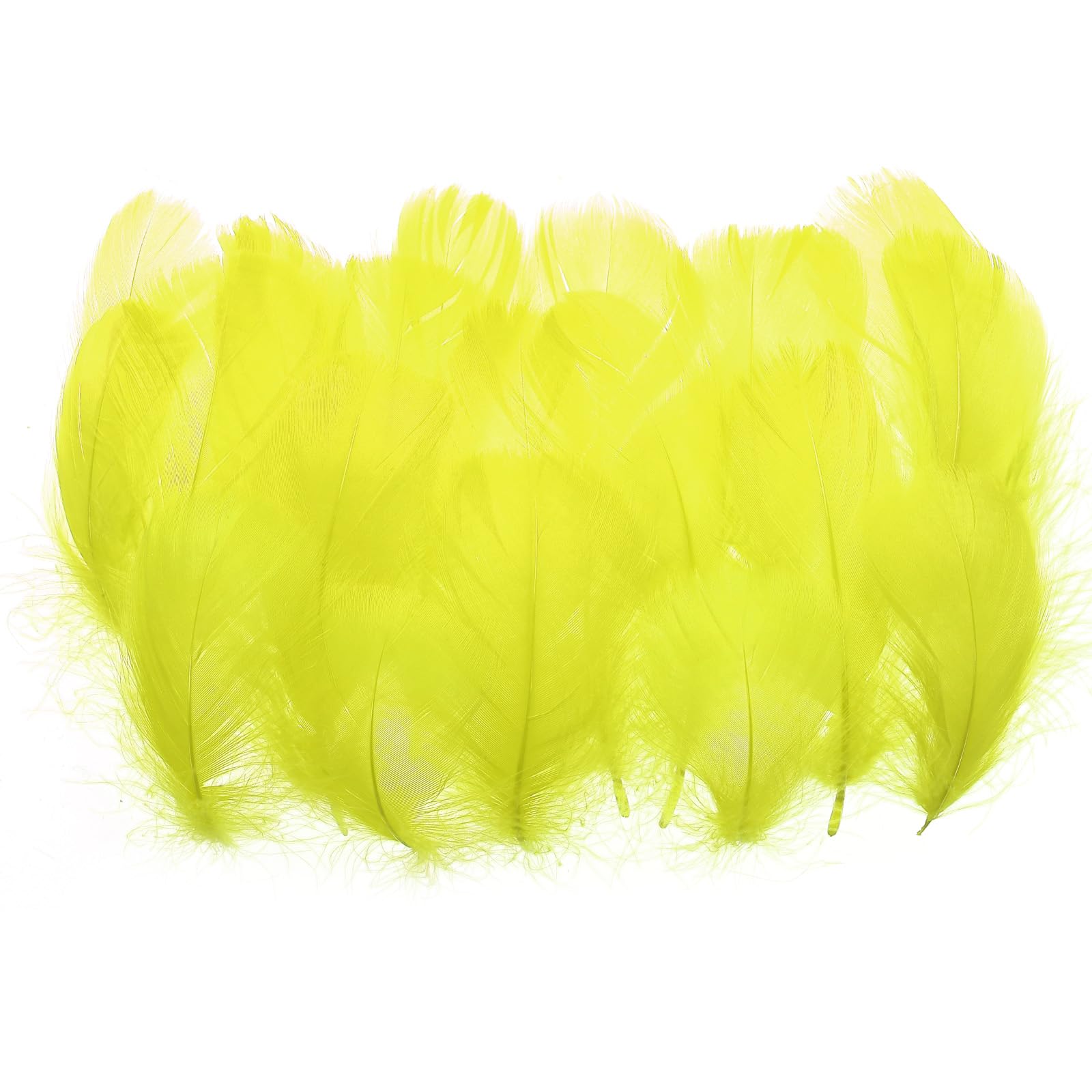 PATIKIL Colorful Feathers 3-5inch, 300pcs Goose Feathers Bulk for Crafts DIY, Wedding Home Party Decorations Dream Catcher, Fluorescent Yellow