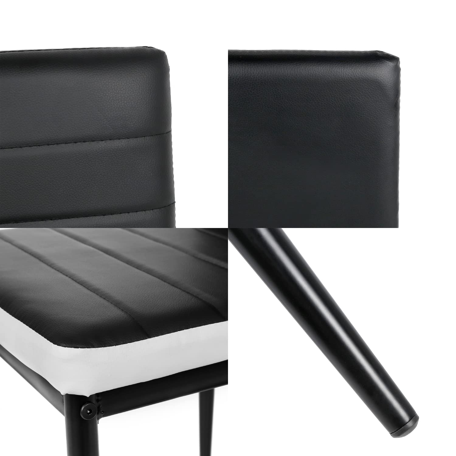 ShiShi Chaise à Manger à Pieds Fer, Chaises de Cuisine à Dossier Haute 53 cm, Chaises Salle à Manger Classique, Chaises de Salle à Manger Moderne (Lot de 2 Noir et Blanc)