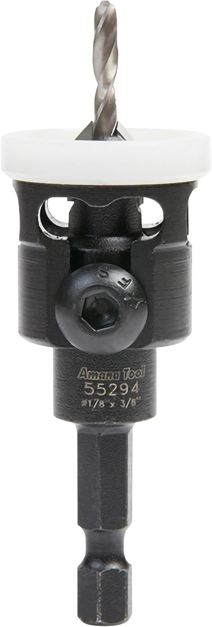 (55294) Carbide Tipped 82° Countersink with Adjustable Low Friction Depth Stop, 3/8 Dia x 1/8 Drill Dia x 1/4 Inc