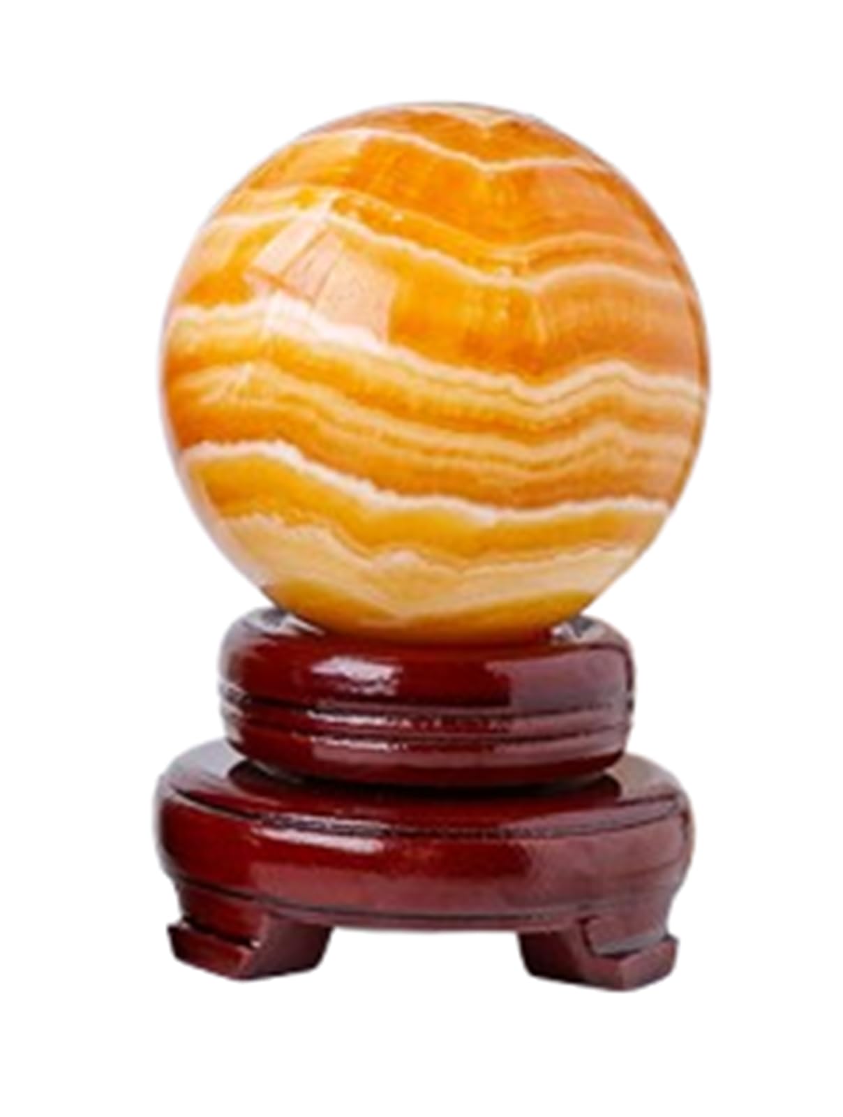 AUOQKQUT 40~50mm, Yellow Calcite Crystal Ball with Stand, Quartz Sphere Stone for Home Decor Feng Shui