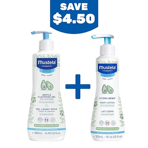 Miniatura 3 de Mustela Set de regalo para la hora del baño para bebés, esenciales para el cuidado de la piel del bebé con aguacate natural, contiene loción
