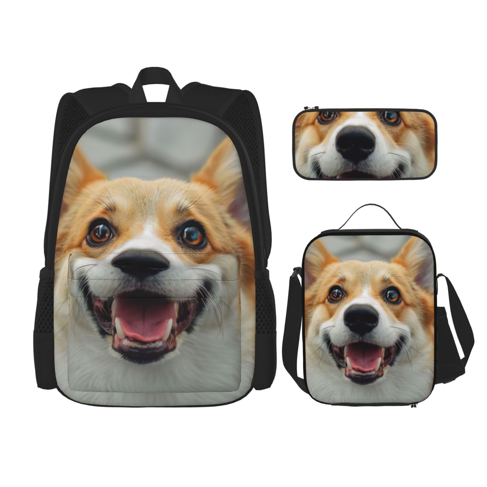 Zaino, borsa portapranzo, astuccio, set da 3 pezzi, per lavoro e