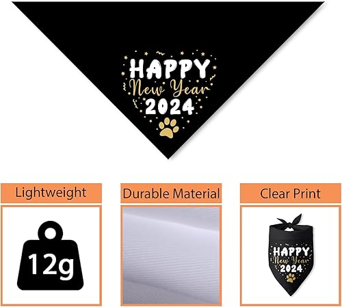 Miniatura 3 de Bandana para perros con texto en inglés Happy New Year 2024, bandana de día festivo, bandana triangular, baberos, bufanda, accesorios para perros