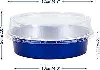Vista 2 de Beasea - Juego de 50 moldes pequeños para tartas, con tapas, de 10 cm, 227 g, de aluminio desechable, azul joyería, moldes pequeños redondos