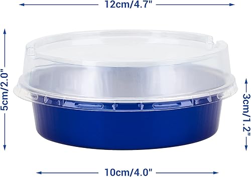 Vista 36 de Beasea Latas desechables para tartas de 4 pulgadas, paquete de 50 mini sartenes con tapas, molde de aluminio dorado de 8 onzas, moldes para tartas