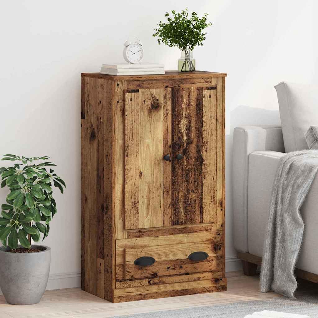 Highboard Meuble haut en bois vieilli 60 x 35,5 x 103,5 cm avec tiroir et portes, commode moderne pour salon, chambre à coucher, couloir, avec espace de rangement et étagère pour l'ordre