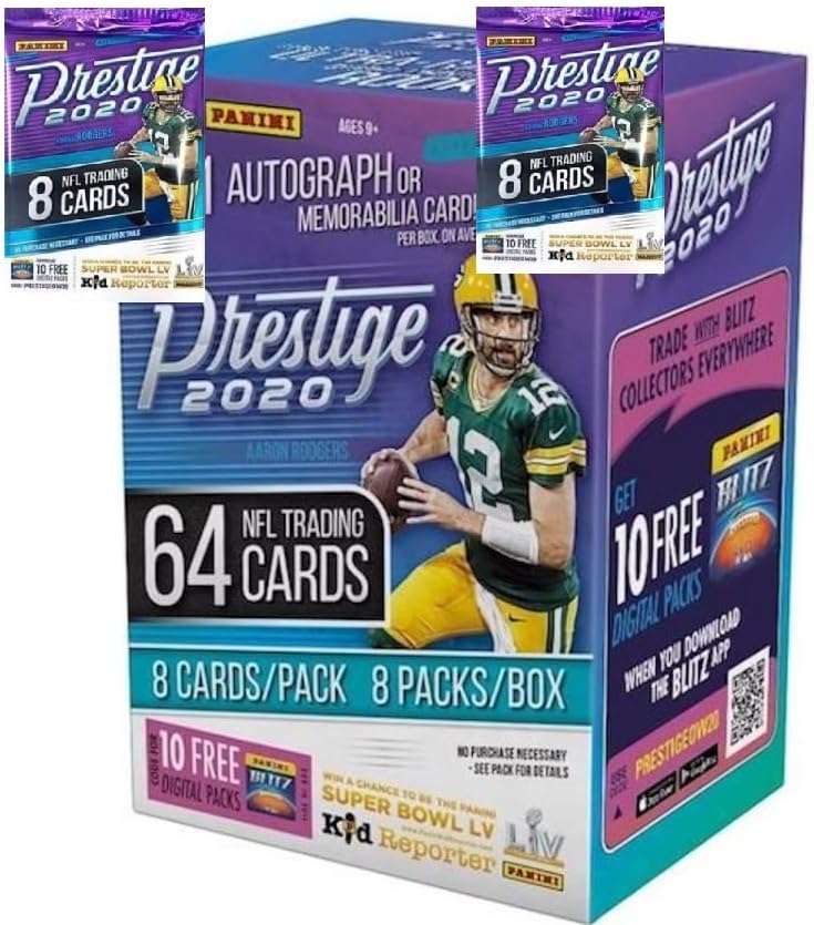 2020PRESTIGE Football Cards SEALED Blaster Box, 64 Cards, 1 Autograph or Jersey Card Per Box