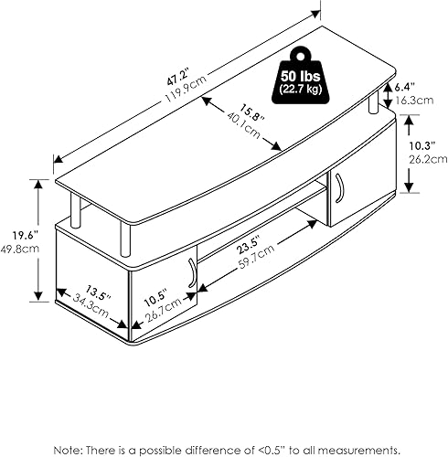 Miniatura 8 de Furinno JAYA Soporte de TV para televisores de hasta 50 pulgadas con almacenamiento abierto, madera negra