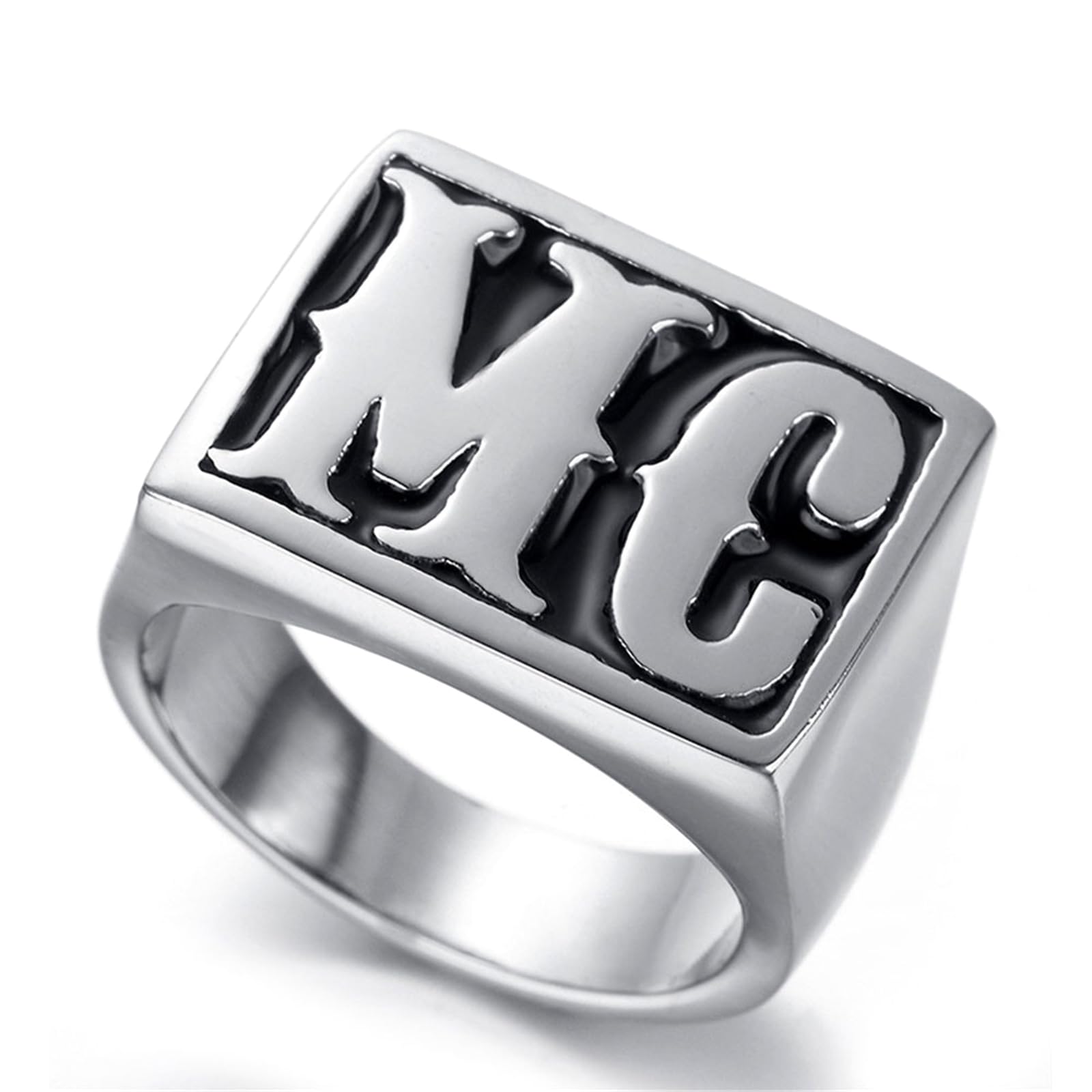 VHJdtE Rings, Biker Hip-Hop Punk Flat Signet Jewellery Band for Riders & Rappers Hip Hop Bikerring(U)