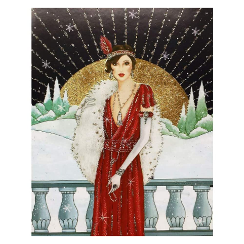Adtop Lady In Red 05 5D Diamond Painting Elegant Woman Kits For Adults Diy Lady Full Drill Paint By Number Kits Diamond Arts Craft Decorations 30X40cm/12X16in (Lady In Red 05)