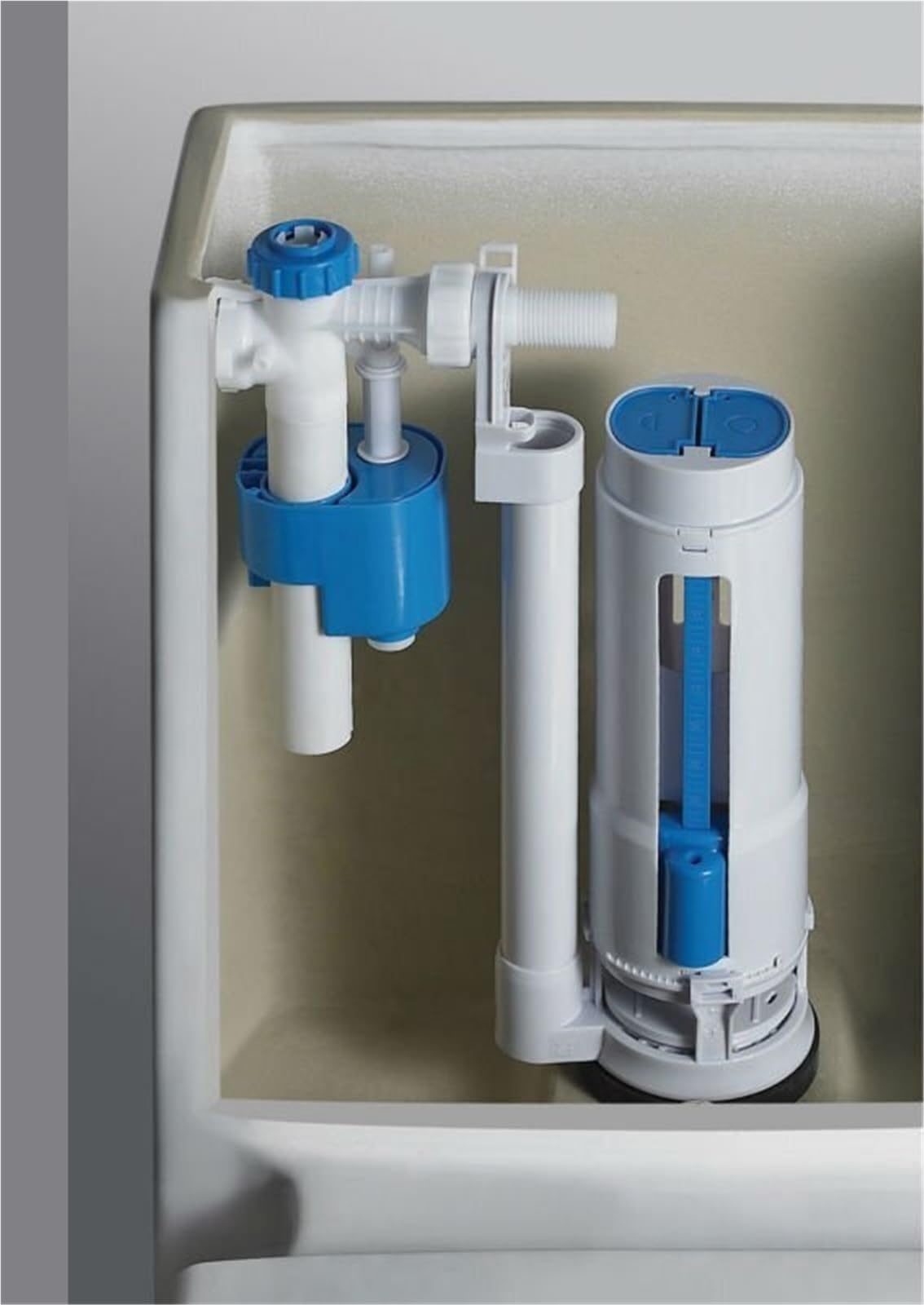 Válvula de descarga para cisterna de WC Toilet Water Tank Dual Flush Push Button Cistern Siphon Valve Kits WC(24cm kit)