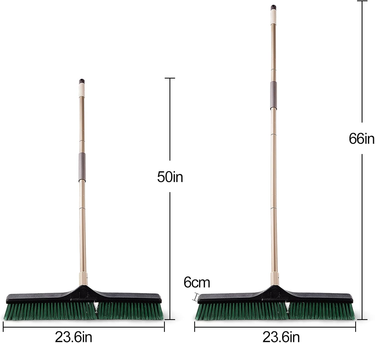 Eyliden 24" Heavy Duty Push Broom, Large Outdoor Stiff Sweeping Brooms with 62" Enhanced Steel Long Handle, Multi-Surface Floor Scrub Brush for Garage Garden Yard Patio Deck (Green, 24inch) : Health & Household