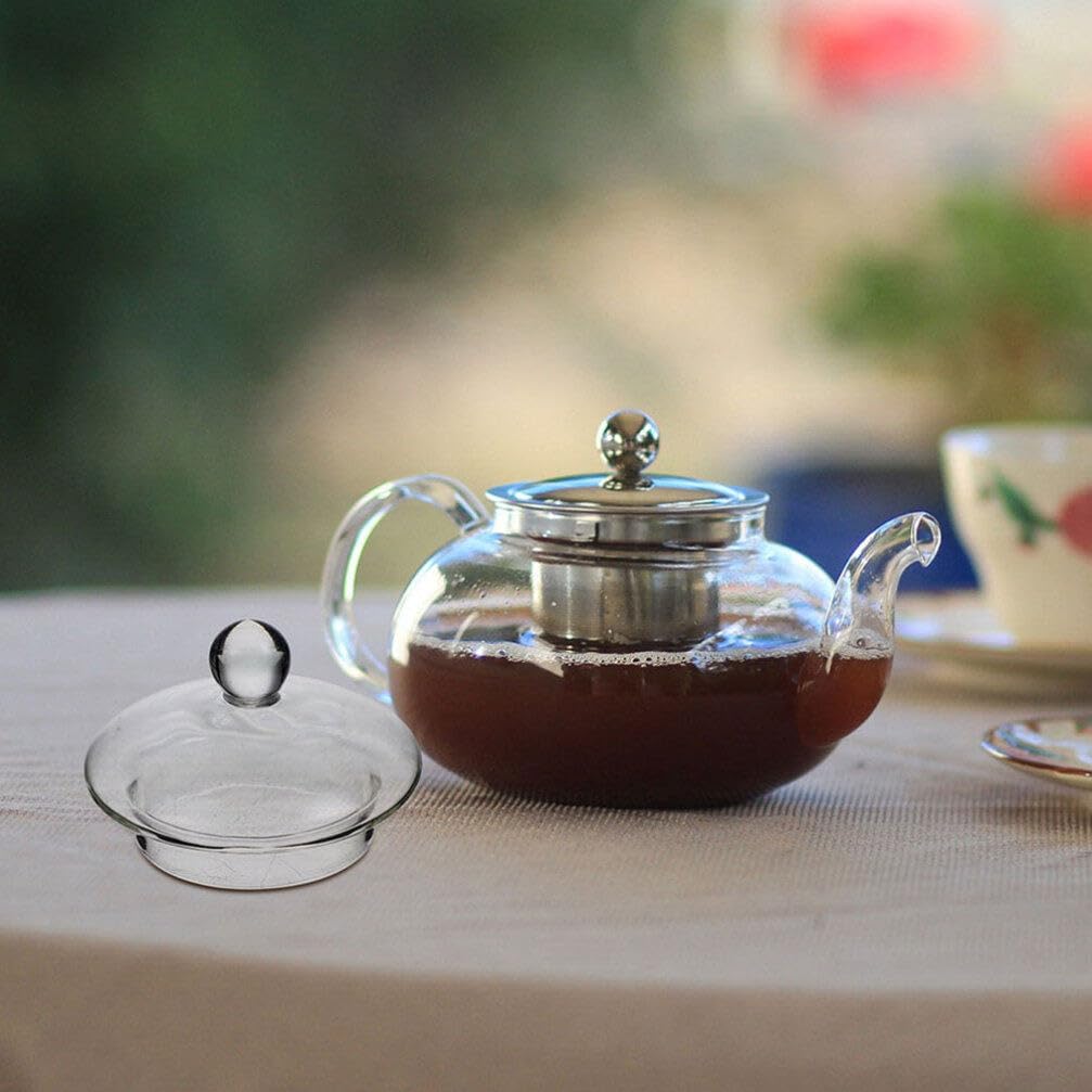 Kichvoe Clear Glass Teapot Lid Replacement 3 Inch Tea Kettle Cover Heat-Resistant Tea Pot Lid Accessory for Home Party Camping Kitchen Tableware
