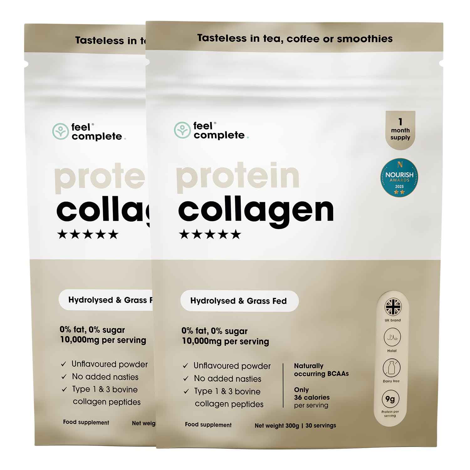 High Protein Collagen | No Sugar, No Sweeteners | Unflavoured | Grass Fed & Hydrolysed | Premium Type 1 & 3 Bovine Peptides | Halal | Skin, Hair & Nails | 600g | 60 Servings