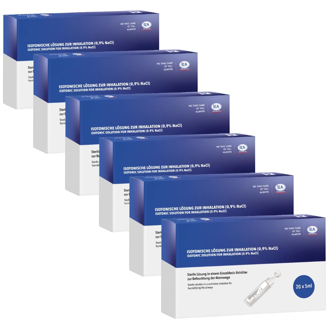IEA Medical – Kochsalzlösung zum Inhalieren 0,9% NaCl (20×5 ml) | sterile Inhalationslösung für Vernebler, isotonisch, konservierungsfrei