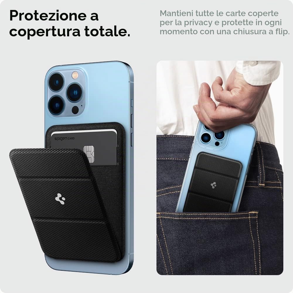 Spigen Smart Fold MagFit Portafoglio MagSafe Wallet Magnetico Portacarte con Cavalletto Compatibile con iPhone 17/16/15/14/13/12 Modelle, Accessori MagSafe