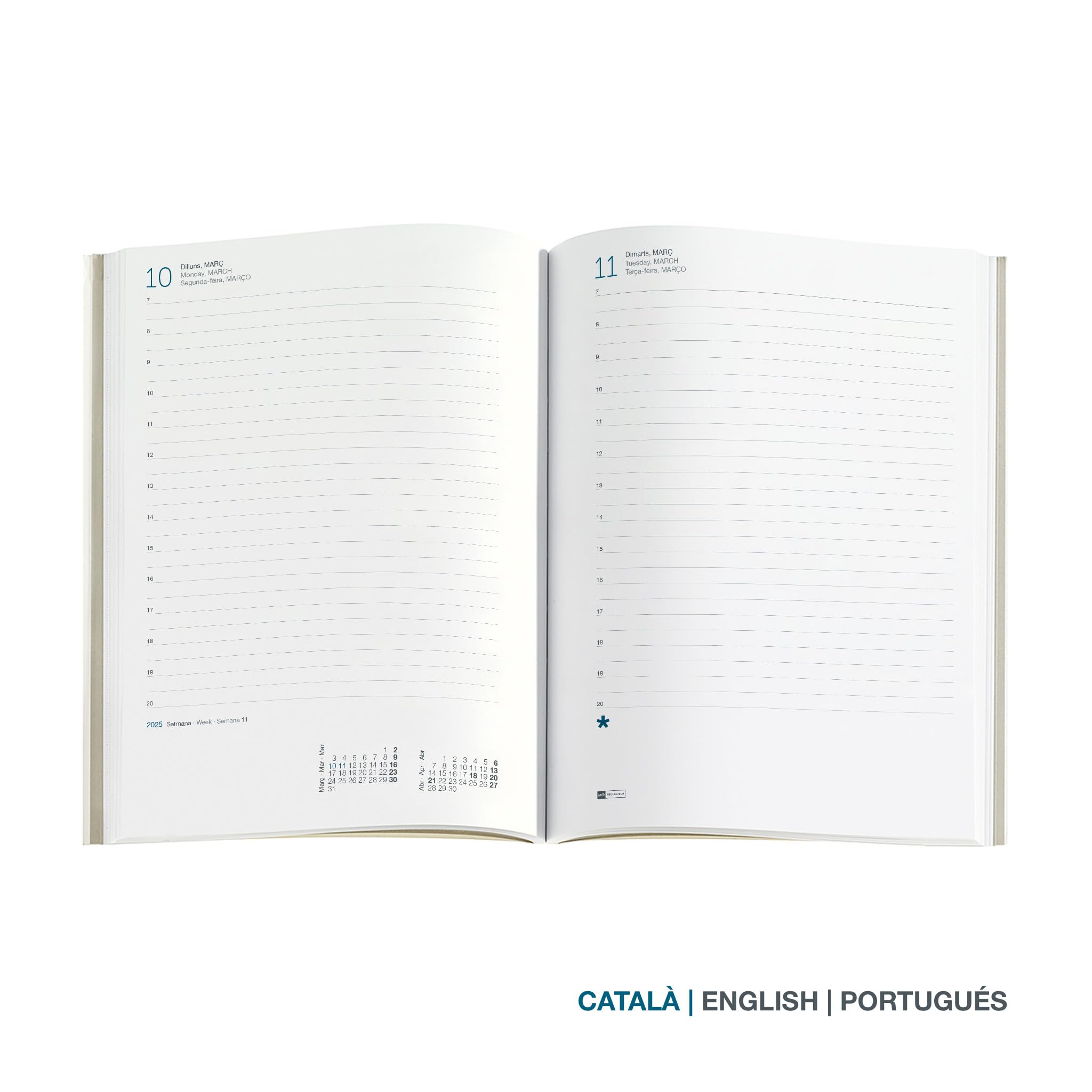 Miquelrius, 2025 Diary, 155 x 213 mm, Day Page Agenda, Laminated Cardboard Cover, Spiral, Elastic Closure, Paper 80 g/m² - Image 2