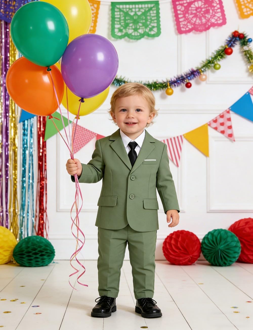 Baby Boys' Suits 5-Piece Formal Suit Set Toddler Boy Ring Bearer Outfit for Weddings - Image 6