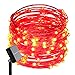 ErChen Solar Powered Copper Wire Led String Lights, 33FT 100 LEDs Waterproof 8 Modes Decorative Fairy Lights for Outdoor Christmas Garden Patio Yard (Red)