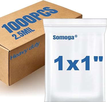 1000PCS 1"x1" Small Plastic Bags 2.5 Mil Clear Zip Resealable Lock Baggies Thick For Packaging Pill Jewelry Bag Durable