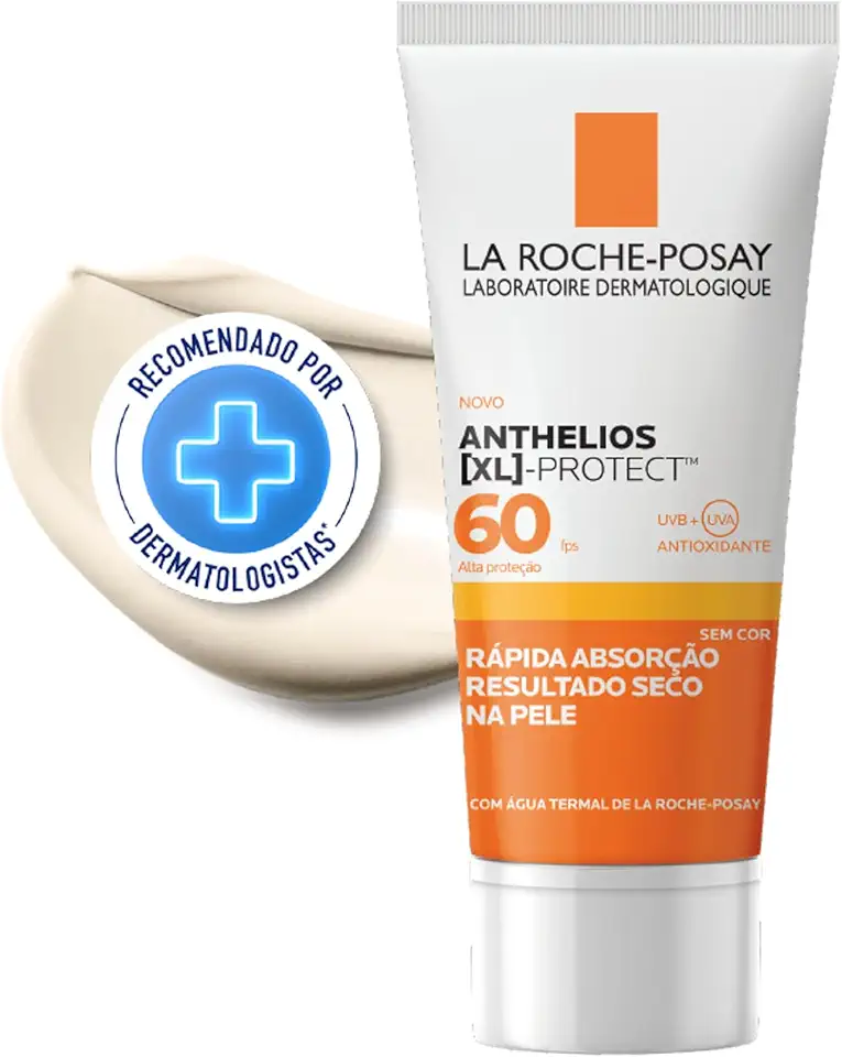 La Roche-Posay Protetor Solar Facial FPS 60 Gel Creme Oil-Free com Ação Hidratante e Antioxidante UVA/UVB para Peles Oleosas Sem Cor, Anthelios XL Protect 40g