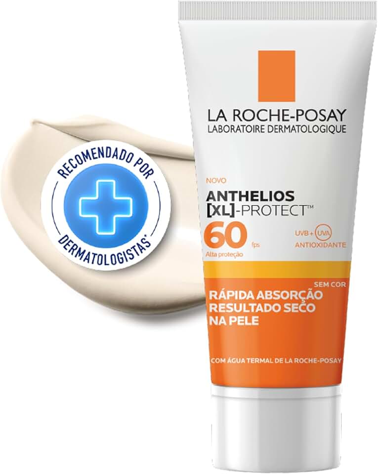 La Roche-Posay Protetor Solar Facial FPS 60 Gel Creme Oil-Free com Ação Hidratante e Antioxidante UVA/UVB para Peles Oleosas Sem Cor, Anthelios XL Protect 40g