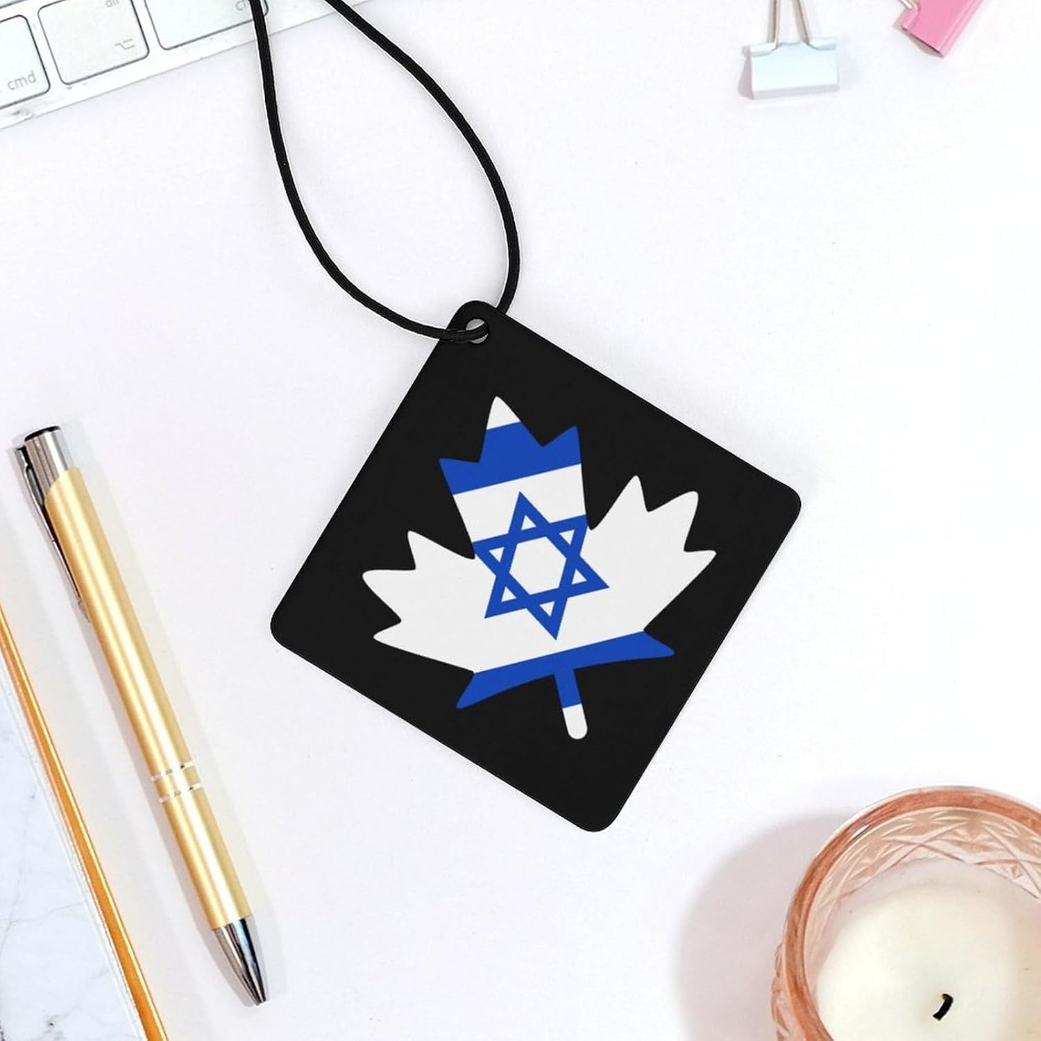 Israel Flag Canada Maple Leaf Car Air Freshener Cute Hanging Aromatherapy Tablets for Car Home Rhombus