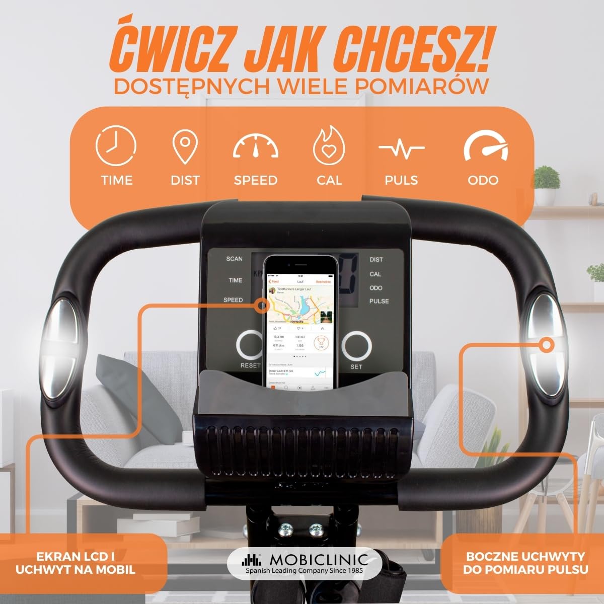 Składany rower treningowy| 8 regulowanych oporów| Ekran LCD| Regulowane siodełko w 4 pozycjach | EVEREST | Mobiclinic