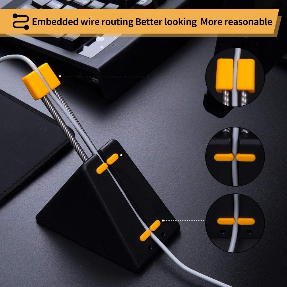 HOTLINEGAMES [NEW] Mouse Bungee, Mouse Cord Clip Cord Management System Fixer Holder for Esports FPS Game (Black-Orange) image 3