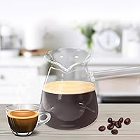 Vista 4 de Hemoton Cafetera turca de vidrio de borosilicato de 14.25 onzas, cafetera para estufa con asa, calentador de leche, chocolate caliente o mantequilla