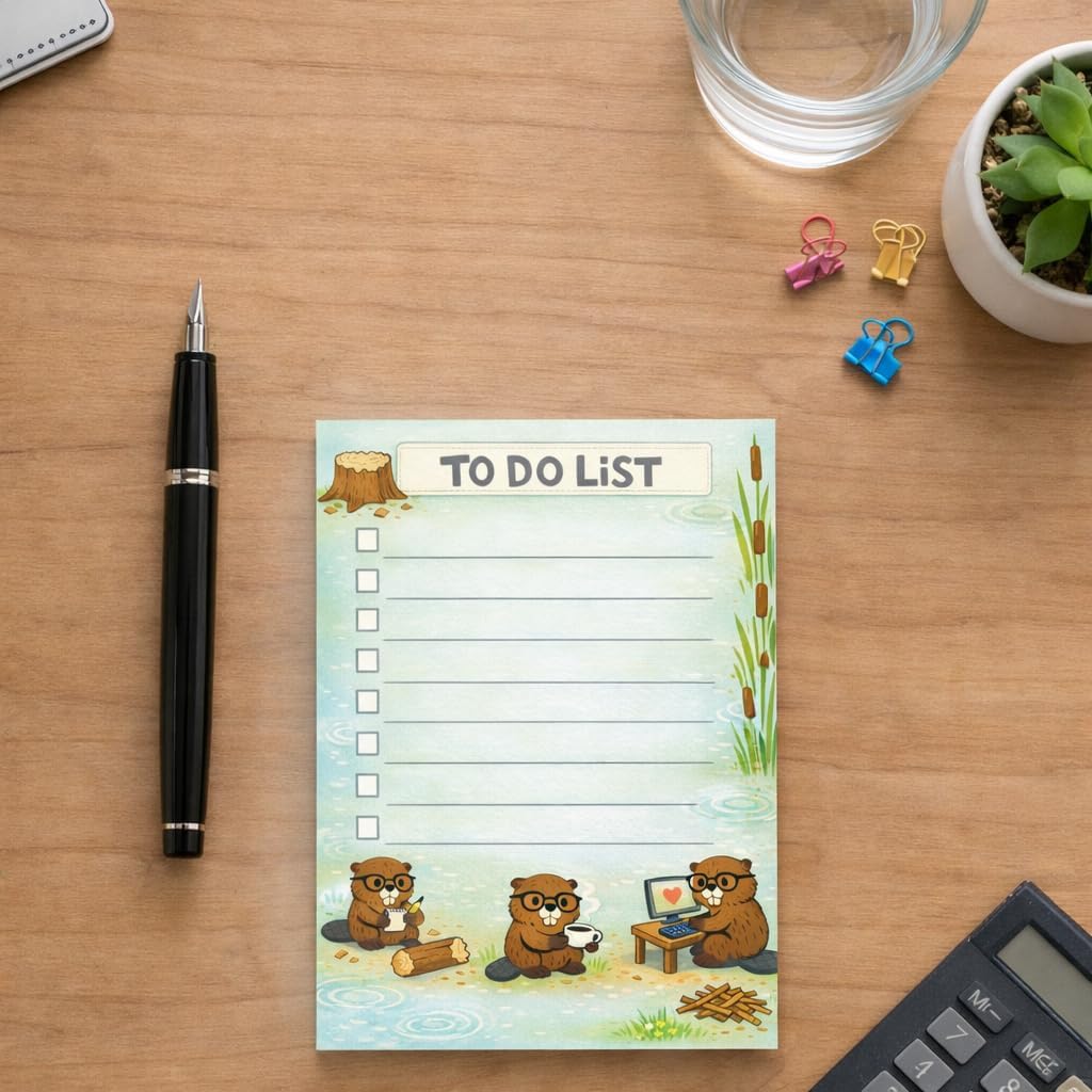 Beaver Sticky Notes Gifts,50 Sheets 4x6 Inch Woodland-Themed Notepad, Beaver Lover Gift Stationery Stuff Decor, Birthday Gifts for Men, Women, Office Coworker, Friend