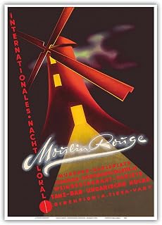 Moulin Rouge - International Nightclub (Nacht Lokal) - Munich Germany - Vintage Cabaret Poster c.1952 - Master Art Print 10in x 14in