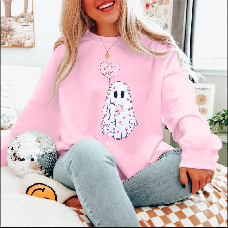 ASTANFY Valentine's Day Sweatshirt Valentines Shirt Women Be My Boo Shirt Valentines Gifts Long Sleeve Tee Tops - Image 3