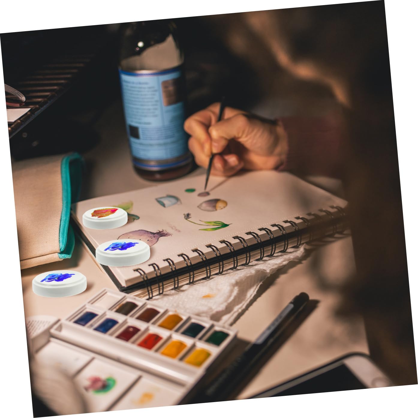 PartyKindom Palette Céramique Planches en Couleurs Résistantes à l'usure avec Couvercle à 5 Couches Surface Polie et Lisse, Faible Absorption d'eau, pour Peinture Acrylique et Tempera