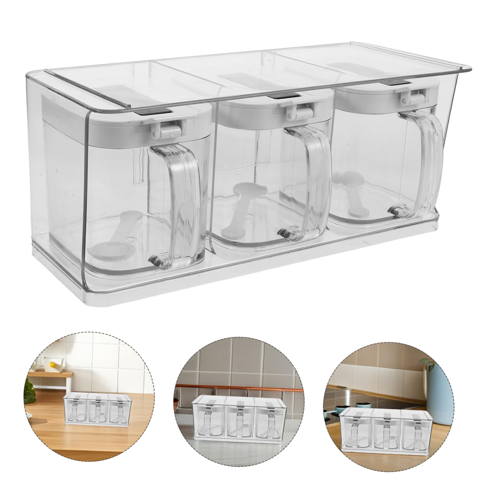 TOPBATHY Boîte à Épices Élégant Transparente avec Couvercle Hermétique en Pet Set Mural pour Rangement de Condiments Cuisine