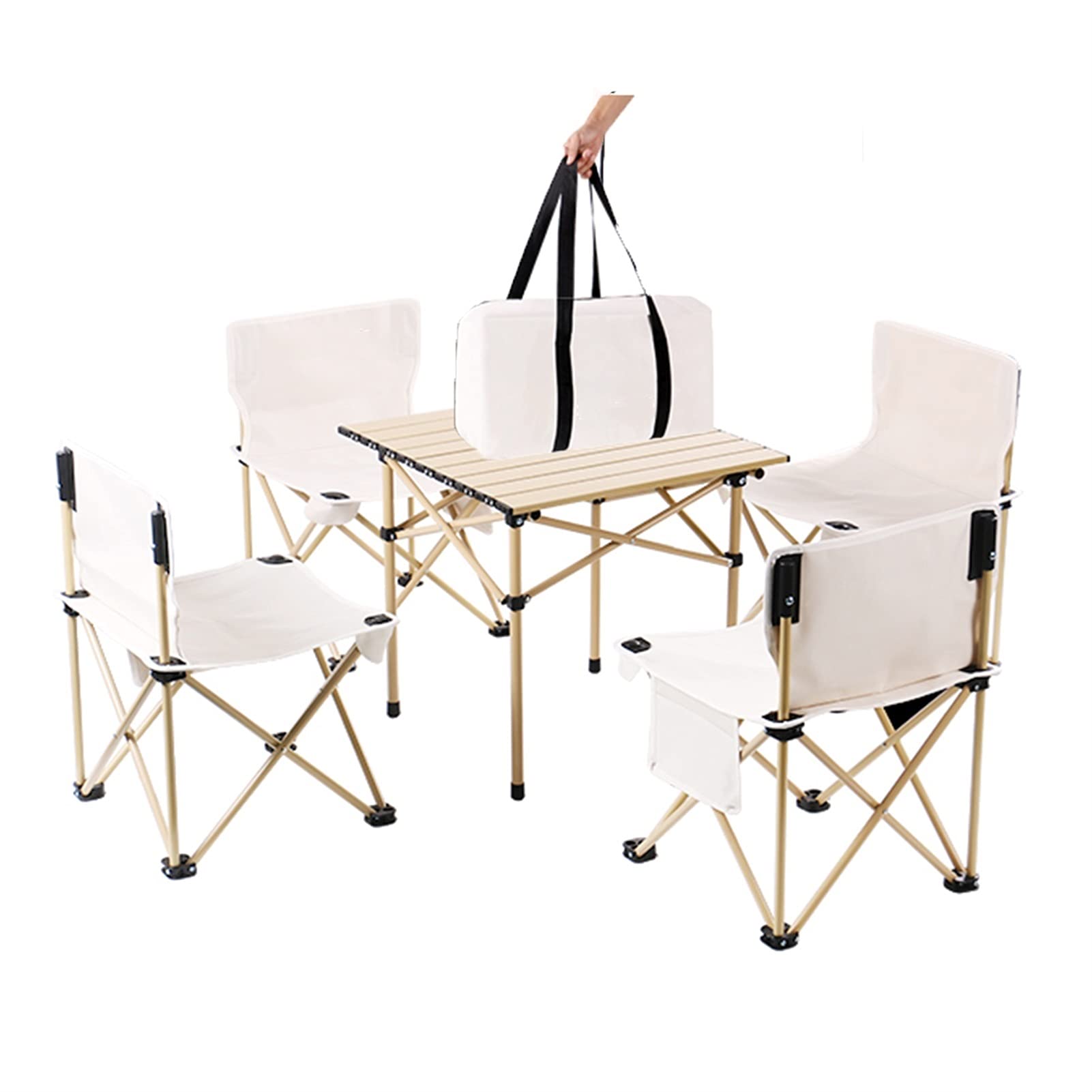 Table de camping et chaises pliantes pour pique-nique dans le jardin