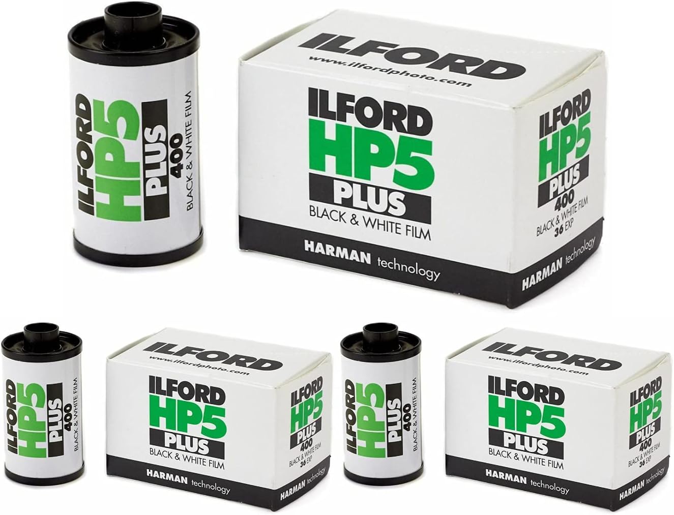 Ilford HP5 Plus ISO 400 Black and White 35mm Roll Film Bundle (36 Exposures, 3-Pack) (3 Items)