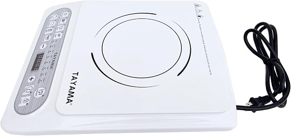 TAYAMA 1500-Watt White Induction Cooktop with 8 Settings