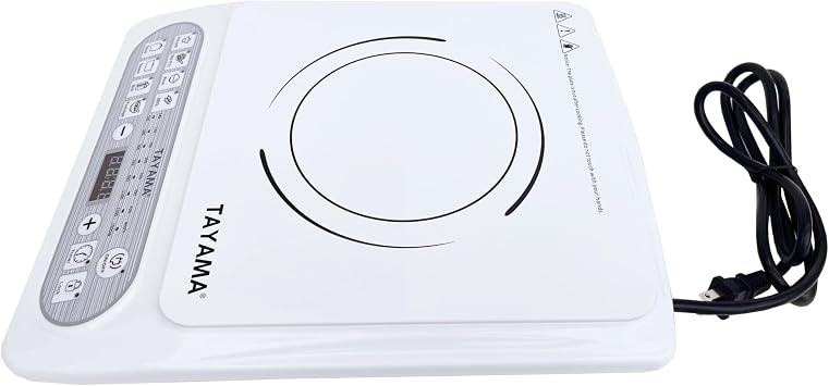 TAYAMA 1500-Watt White Induction Cooktop with 8 Settings