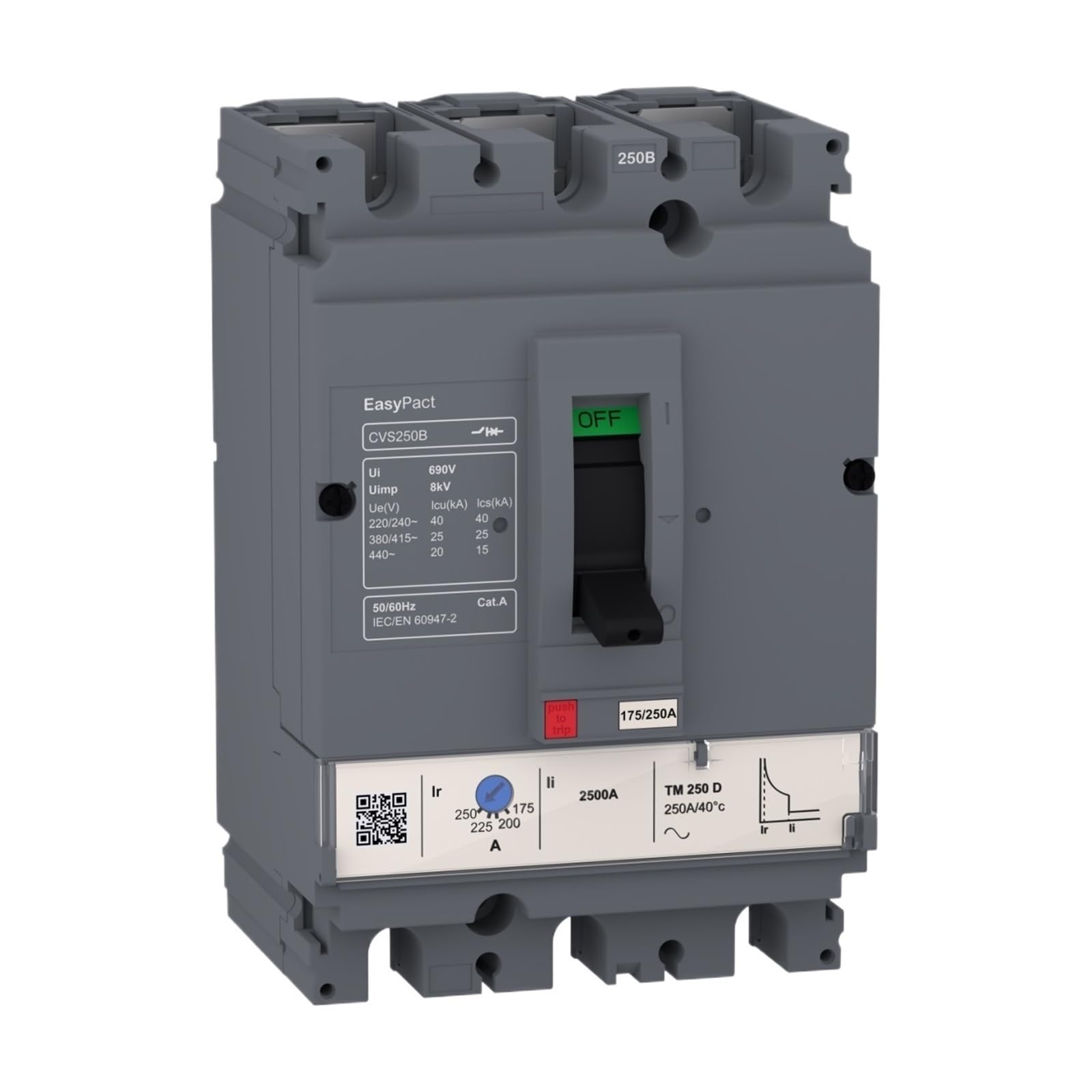 Disyuntor LV516302 CVS160B 25 kA 415 V CA 125 A 3P 3D para cuadros